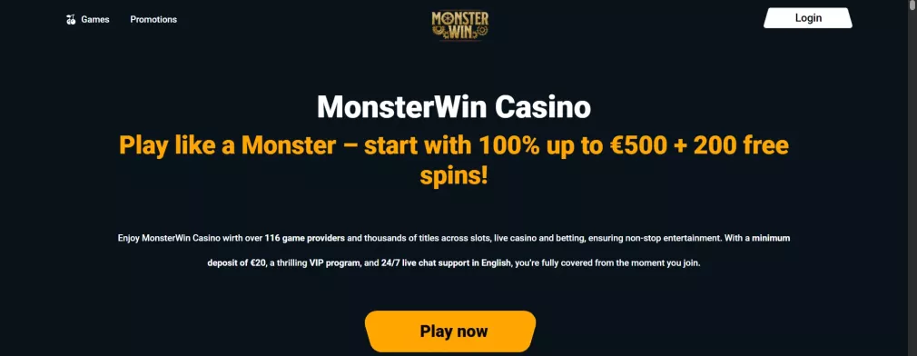 Monsterwin Casino Bonus Willkommensangebot 500 Euro und Freispiele